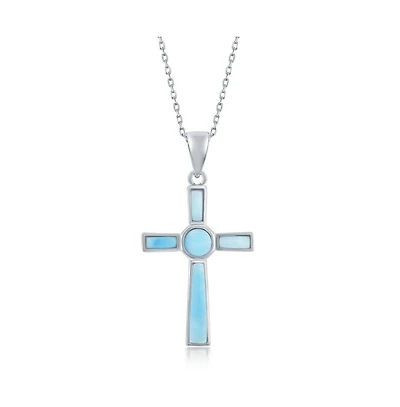 Caribbean Treasures Sterling Silver Larimar Cross Pendant
