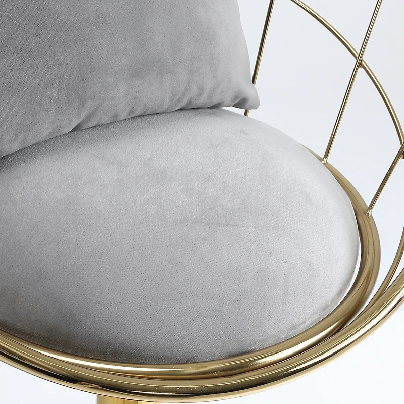 Streamdale Velvet Bar Chair, Pure Gold Plated, Unique Design, 360 Degree Height