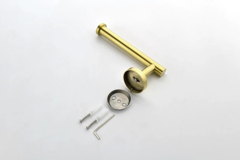 Streamdale Furniture 6-Pieces Brushed Gold Bathroom Hardware Set Sus304 Stainless Steel Round Wall Mounted Include