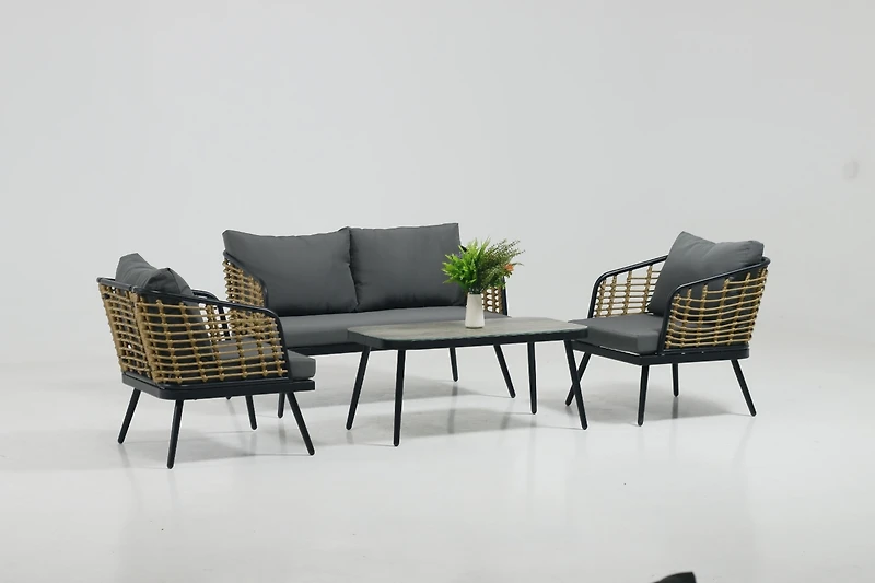 Streamdale Exquisite Hand-woven Rattan Patio Furniture with Glass Tabletop