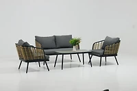 Streamdale Exquisite Hand-woven Rattan Patio Furniture with Glass Tabletop