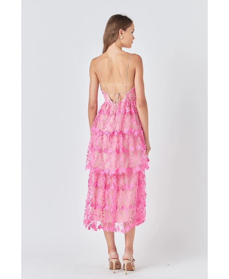 endless rose Women's Crochet Layered Midi Dress