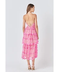 endless rose Women's Crochet Layered Midi Dress