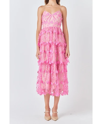 endless rose Women's Crochet Layered Midi Dress
