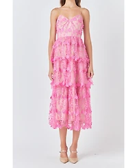 endless rose Women's Crochet Layered Midi Dress