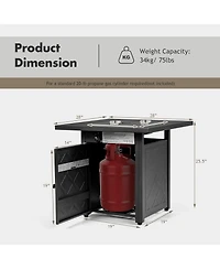 Slickblue 28 Inch Propane 50 000 Btu Patio Square Gas Fireplace with Lava Rock-Black