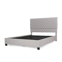 Simplie Fun Classic Queen-Size Upholstered Platform Bed with Button-Tufted Headboard