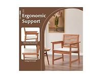 Slickblue Set of 2 Patio Solid Wood Dining Chairs with Cushions and Slatted Seat