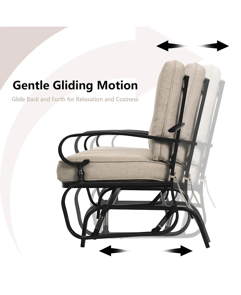 Slickblue 2 Seats Outdoor Swing Glider Chair with Comfortable Cushions