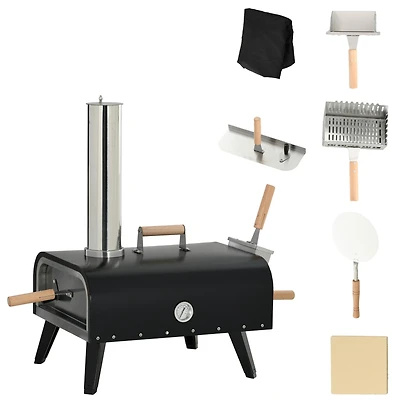 Outsunny Outdoor Pizza Oven with Stone, 12" Wood Fi Pizza Maker