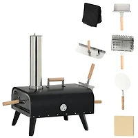 Outsunny Outdoor Pizza Oven with Stone, 12" Wood Fi Pizza Maker