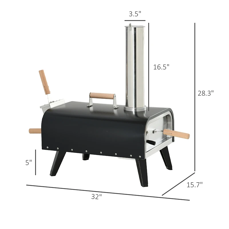 Outsunny Outdoor Pizza Oven with Stone, 12" Wood Fi Pizza Maker