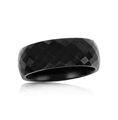 Metallo High Polished Diamond-Cut Faceted Tungsten Ring