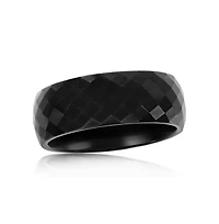 Metallo High Polished Diamond-Cut Faceted Tungsten Ring - Black Plated