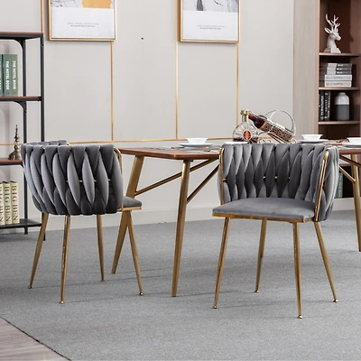 Streamdale Velvet Dining Chair (Set of 2), Modern Ivory