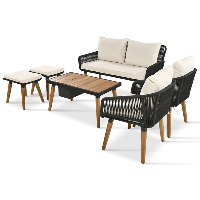 Streamdale Coastal Farmhouse Rope Woven Patio Set