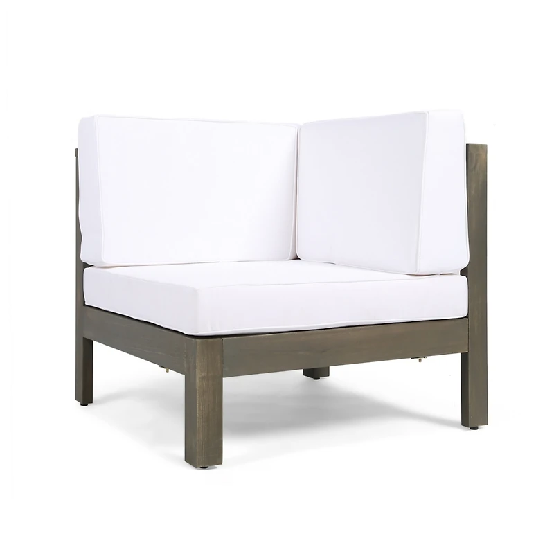 Simplie Fun Acacia Wood Corner Chair with Water-Resistant Cushions
