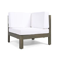 Simplie Fun Acacia Wood Corner Chair with Water-Resistant Cushions