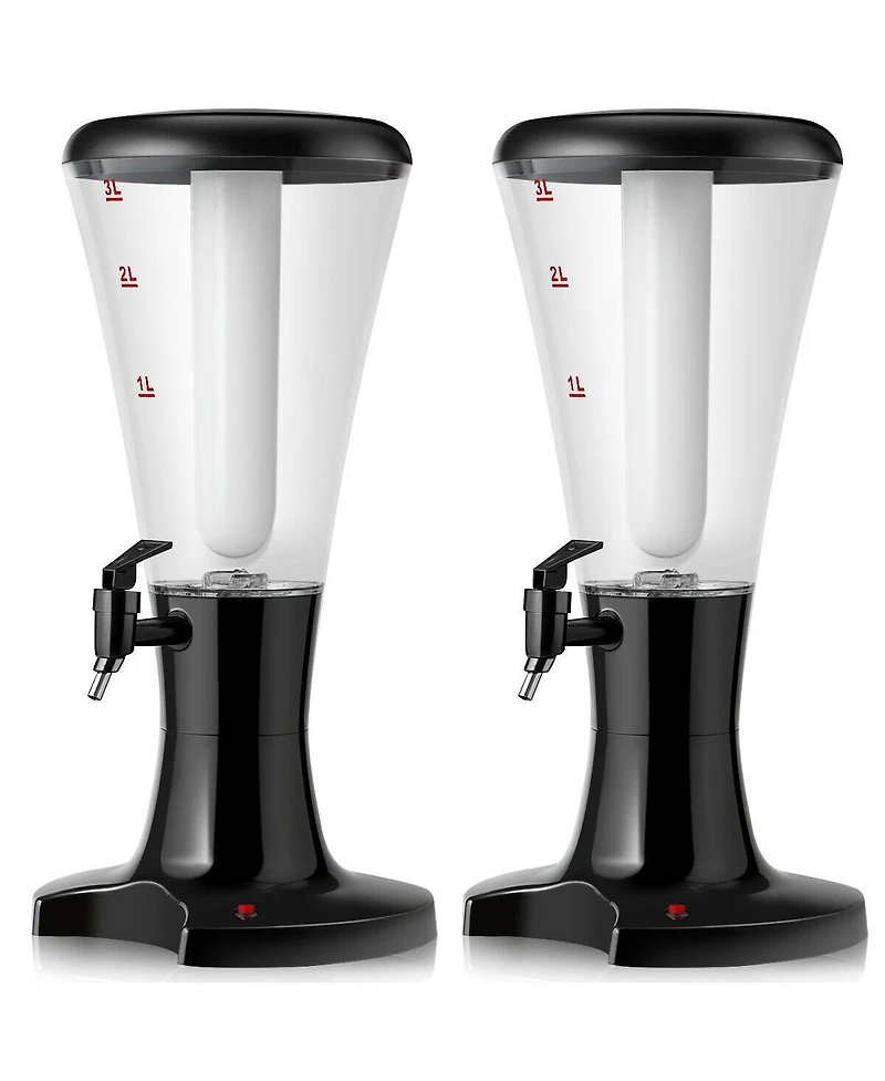Slickblue Set of 2 3L Draft Beer Tower Dispenser with Led Lights