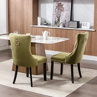 Streamdale Contemporary Velvet Dining Chairs, Olive-Green (2-pcs)