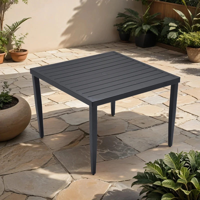 Streamdale Ember Black Minimalist Aluminum End Table with Rounded Corners