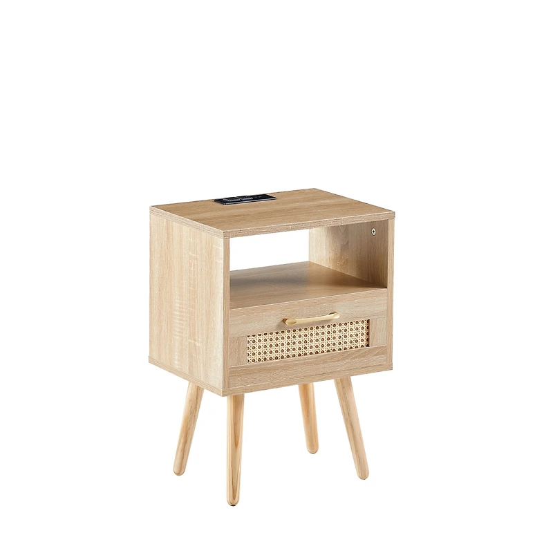 Streamdale Modern Nightstand with Outlet, Usb, Drawer