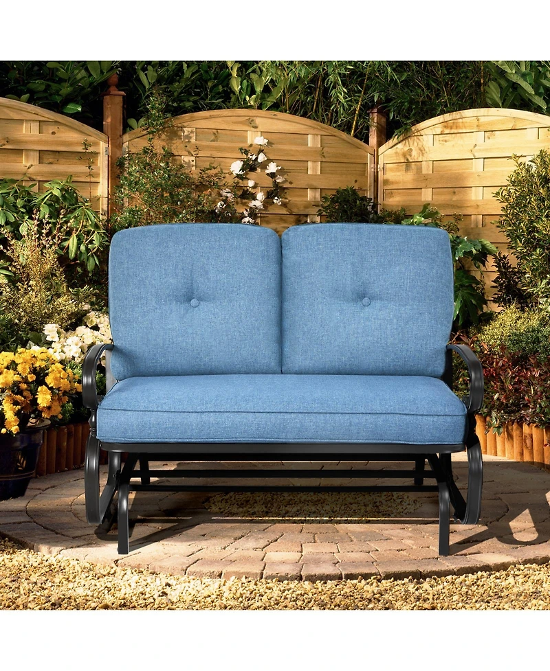 Slickblue 2 Seats Outdoor Swing Glider Chair with Comfortable Cushions