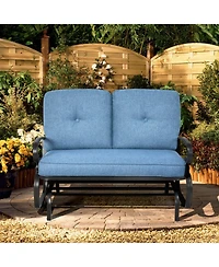 Slickblue 2 Seats Outdoor Swing Glider Chair with Comfortable Cushions
