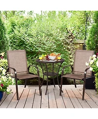 Gymax Set of 2 Patio Chairs Dining w/ Steel Frame Yard Outdoor Beige