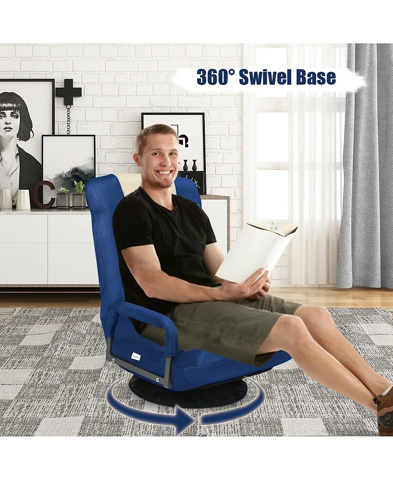 360-Degree Swivel Gaming Floor Chair with Foldable Adjustable