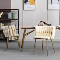 Streamdale Velvet Dining Chair (Set of 2), Modern Ivory