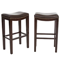 Streamdale Modern Backless Bonded Leather and Rubberwood Barstool (Set of 2)