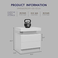 Streamdale Adjustable Led Nightstand with Shelf and Drawers