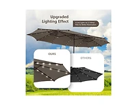 Slickblue Double-Sided Patio Umbrella with 48 Led Lights for Evening Outdoor Shade