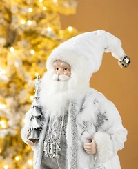 Glitzhome 18 H Christmas Frosty Santa Figurine with Porcelain Face