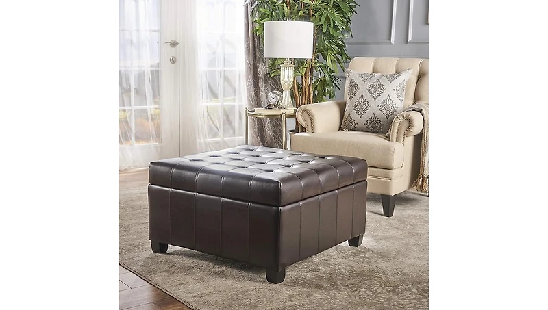 Streamdale Furniture Plush Upholstered Tufted Ottoman with Hidden Storage