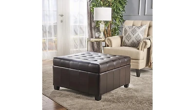 Streamdale Furniture Plush Upholstered Tufted Ottoman with Hidden Storage