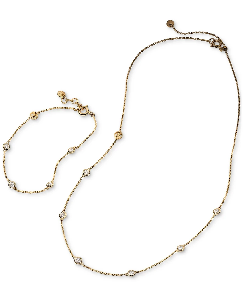 Michael Kors Gold-Tone or Silver-Tone Sterling Silver Station Necklace
