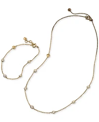 Michael Kors Gold-Tone or Silver-Tone Sterling Silver Station Necklace