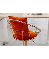 Velvet Bar Chair, Pure Gold Plated, Unique Design, 360 Degree Height