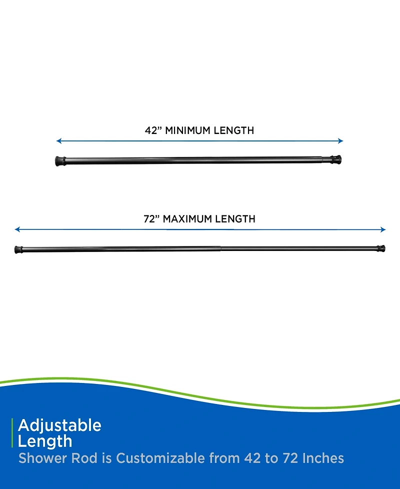 Kenney Twist Fit No Tools Shower Curtain Rod, 42-72"