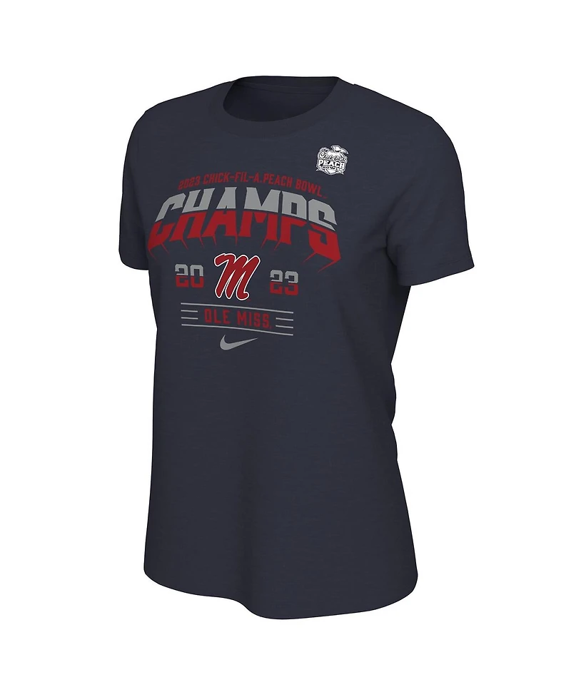 Nike Women's Navy Ole Miss Rebels 2023 Peach Bowl Champions Locker Room T-Shirt