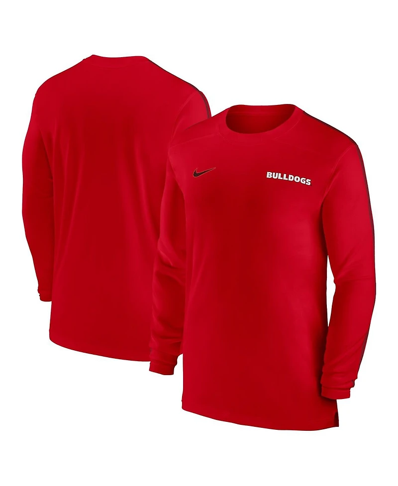 Nike Men's Georgia Bulldogs 2024 Sideline Coach Uv Performance Long Sleeve T-Shirt
