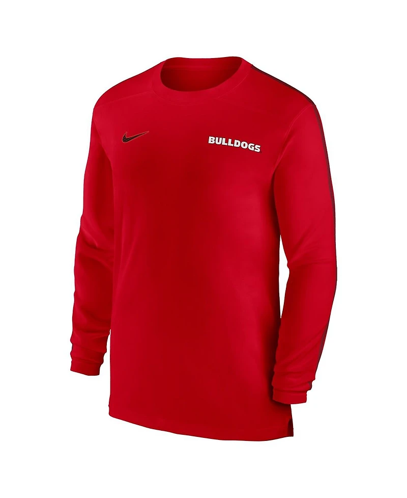 Nike Men's Georgia Bulldogs 2024 Sideline Coach Uv Performance Long Sleeve T-Shirt