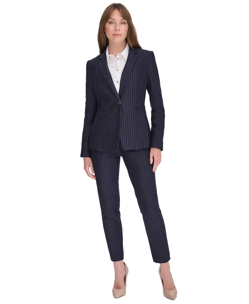 Tommy Hilfiger Women's Pinstripe Slim-Fit Single-Button Blazer
