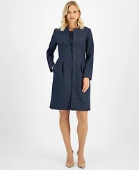 Le Suit Women's Long Collarless Jacket Dress Suit Set, Regular & Petite