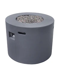 Simplie Fun Cozy Outdoor Warmth Dark Grey Concrete Fire Table with Propane Tank Space