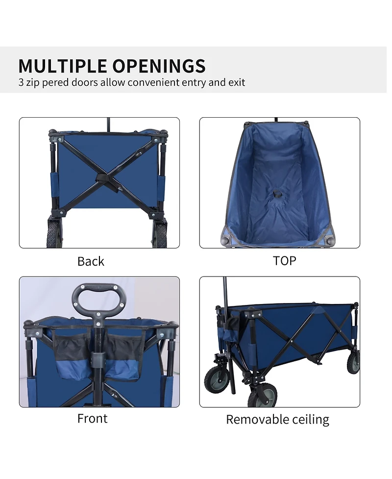 Utility Collapsible Folding Wagon Cart Heavy Duty Foldable, Beach Wagon