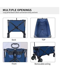 Utility Collapsible Folding Wagon Cart Heavy Duty Foldable, Beach Wagon