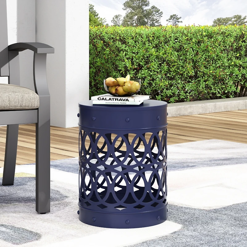 Simplie Fun Modern Geometric Iron Cut Side Table Chic, Durable, Assembly-Free
